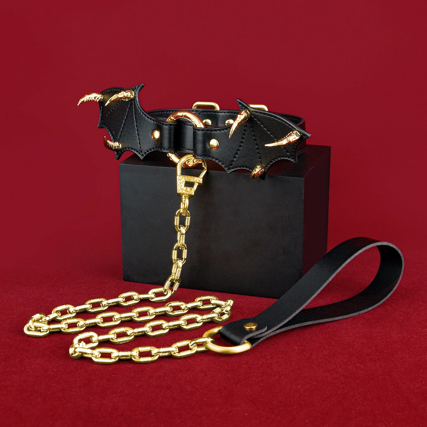 Gothic Bat Wing Leather Bondage Collar