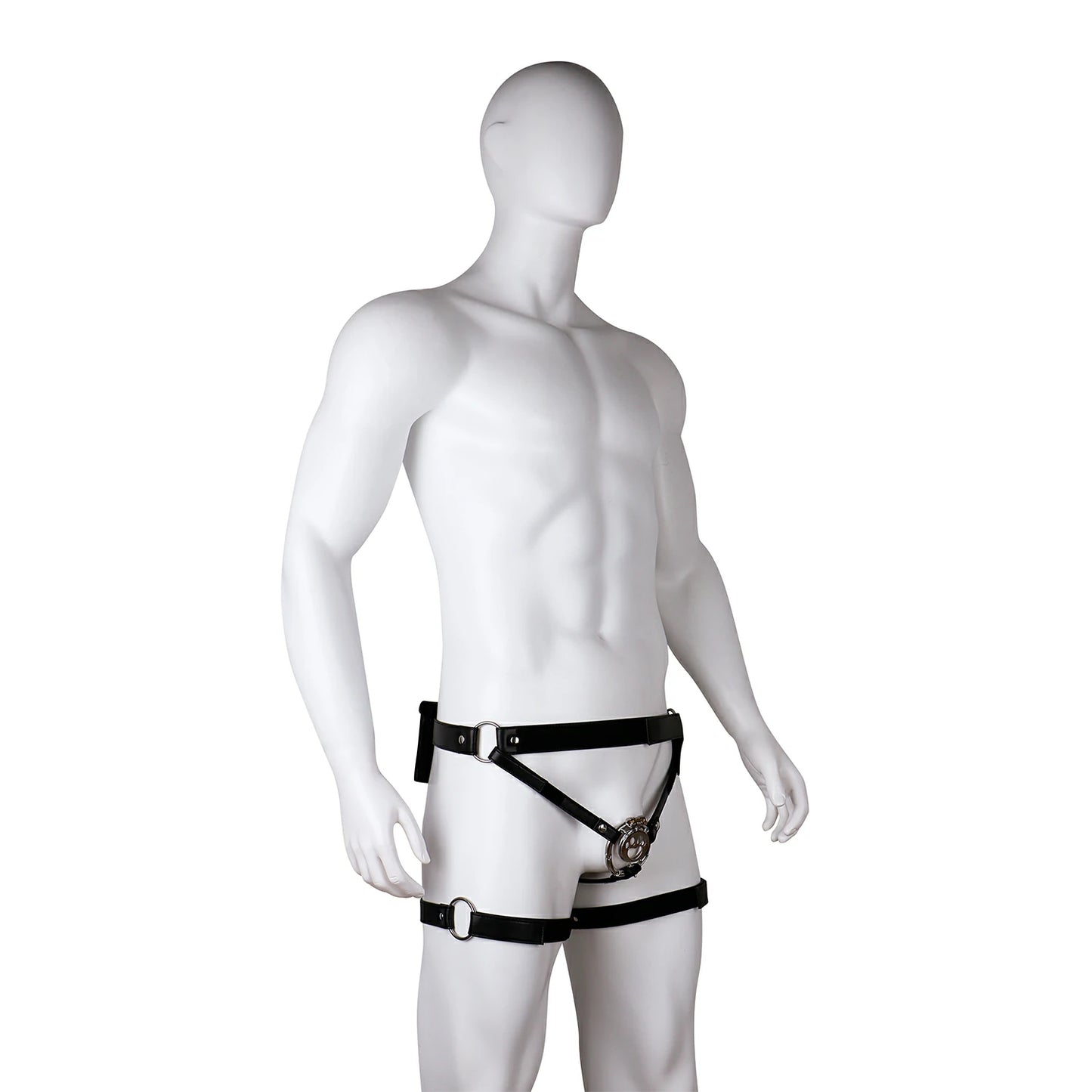 Electro-Stimulation Leather Chastity Belt