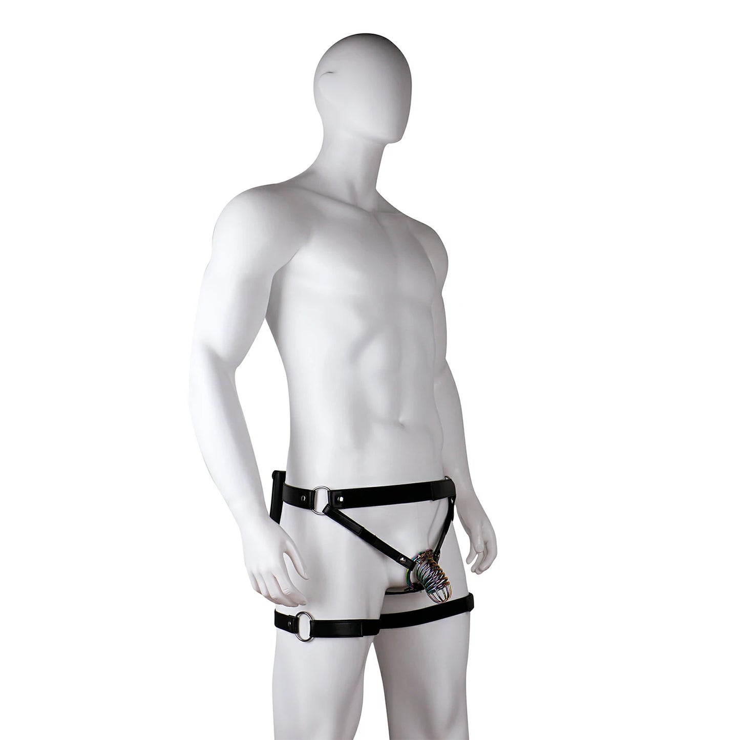 Electro-Stimulation Leather Chastity Belt