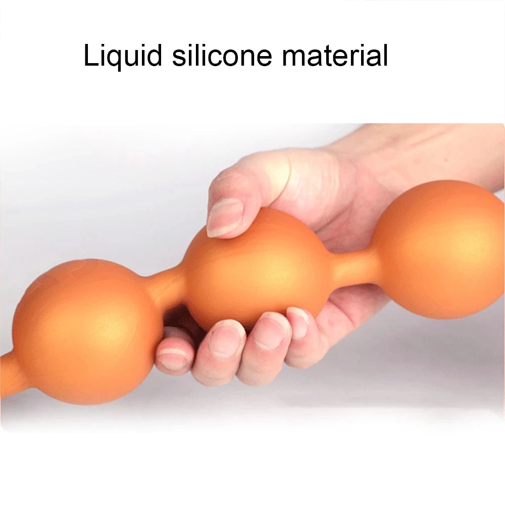 Long Anal Beads Silicone Tail Butt Plug - Big Anal Expansion Luminous Anal Sex Toy