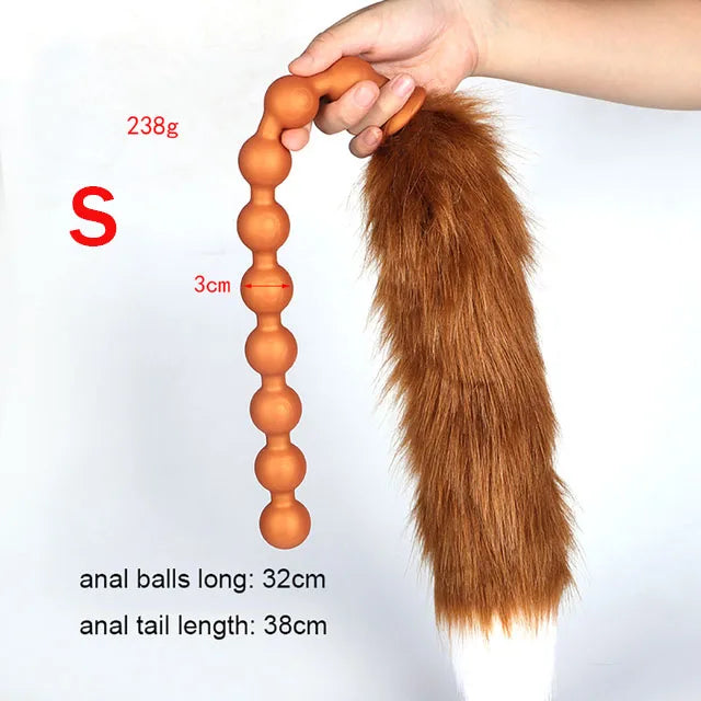 Long Anal Beads Silicone Tail Butt Plug - Big Anal Expansion Luminous Anal Sex Toy