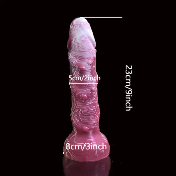 Marbled Realistic Silicone Fantasy Dildo 9 Inches
