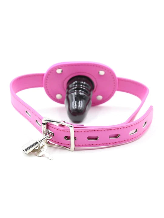 Mask Dildo Gag Harness with Lock