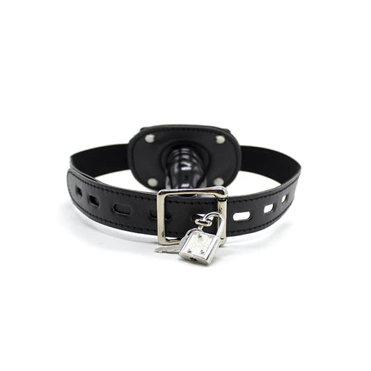 Mask Dildo Gag Harness with Lock