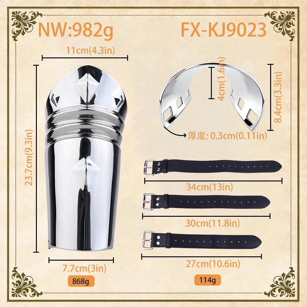 Medieval Stainless Steel Bondage Bracers