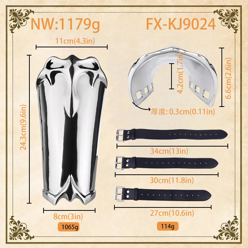 Medieval Stainless Steel Bondage Bracers