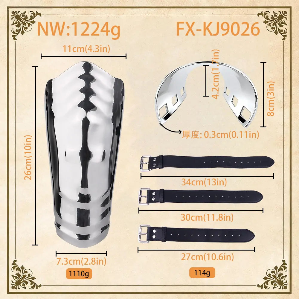 Medieval Stainless Steel Bondage Bracers