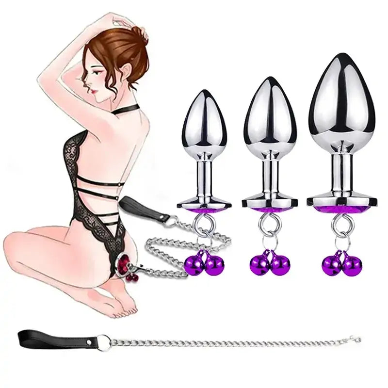 Metal Bell Butt Plug with Chain