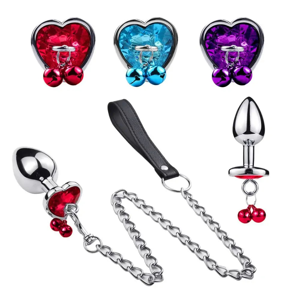 Metal Bell Butt Plug with Chain