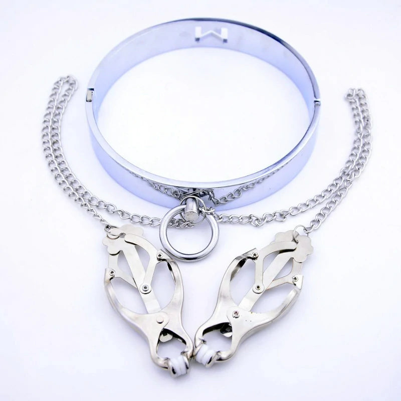 Metal Collar With Nipple Clips