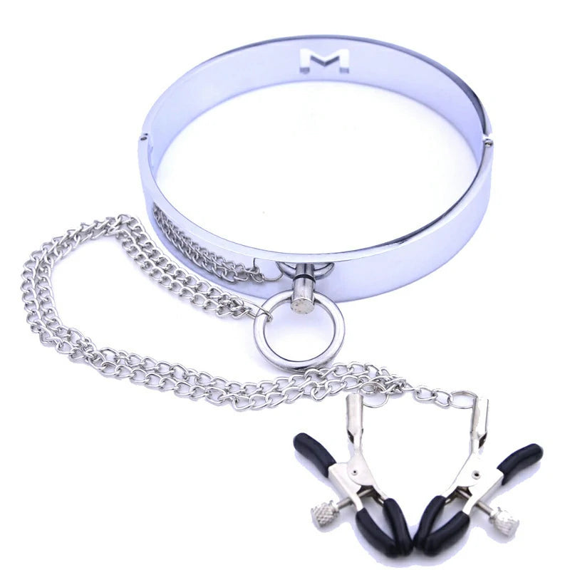 Metal Collar With Nipple Clips