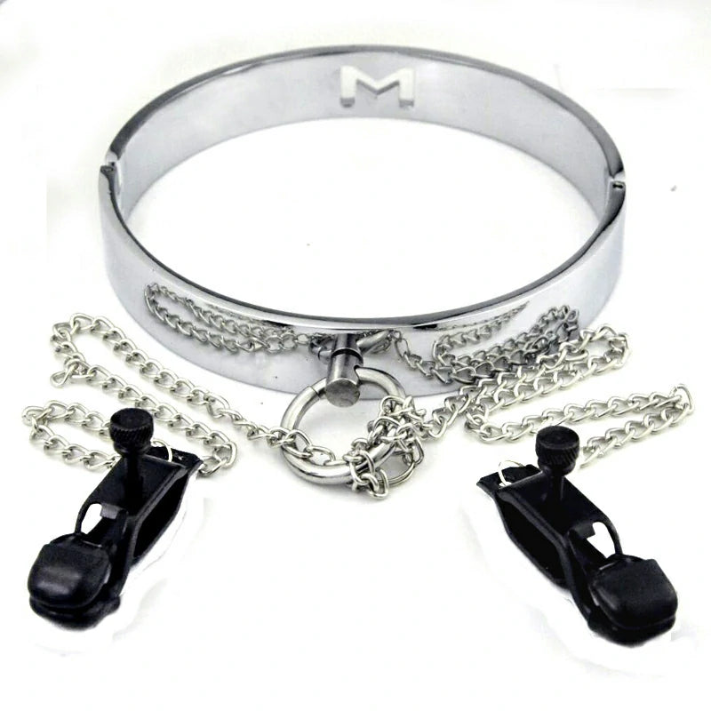 Metal Collar With Nipple Clips