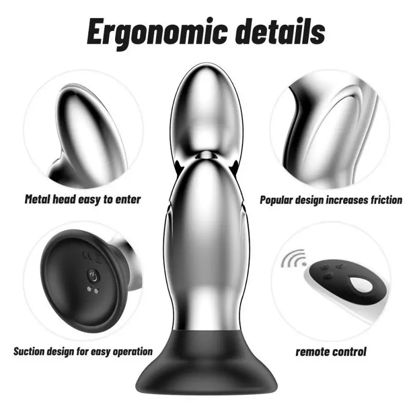 Metal Vibrating Butt Plug with Remote