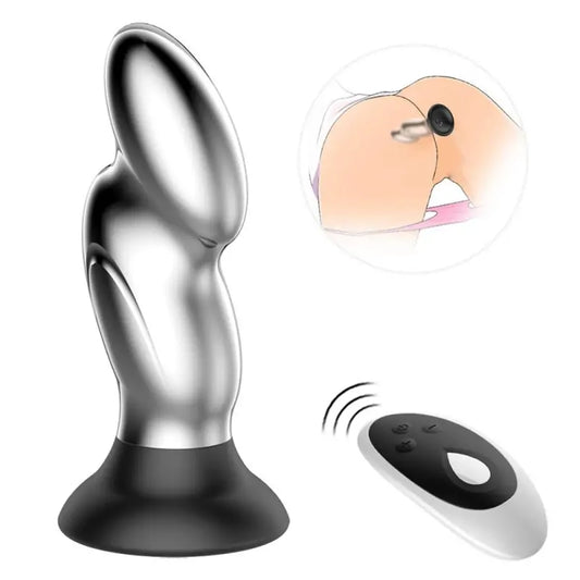 Metal Vibrating Butt Plug with Remote