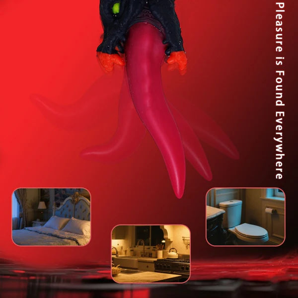 Monster Tongue Dildo Blood-Red 8.7 Inches