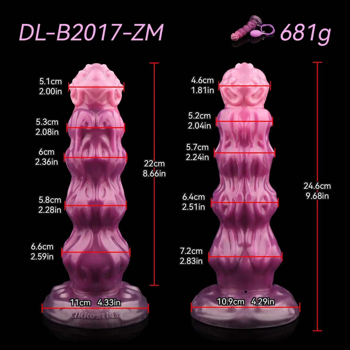 Monster Inflatable Knot Fantasy Dildo 8.6 Inches