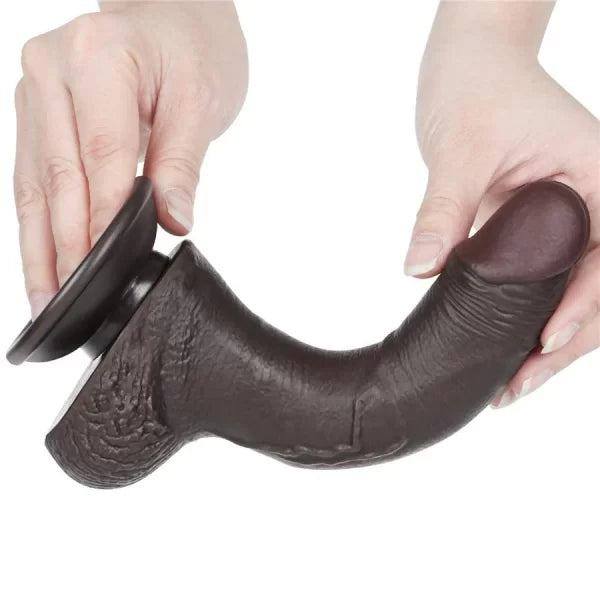 Moveable Foreskin Black Dildo 7.5 Inches