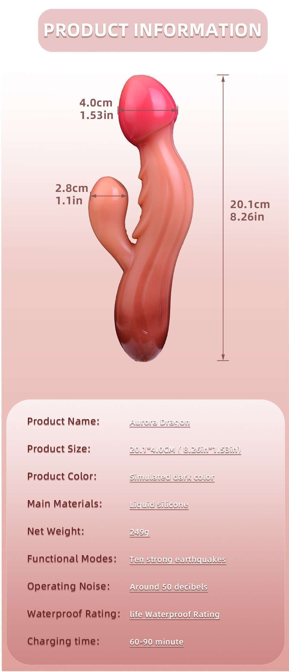 Mushroom Head Dildo Handheld Vibration 8 Inches