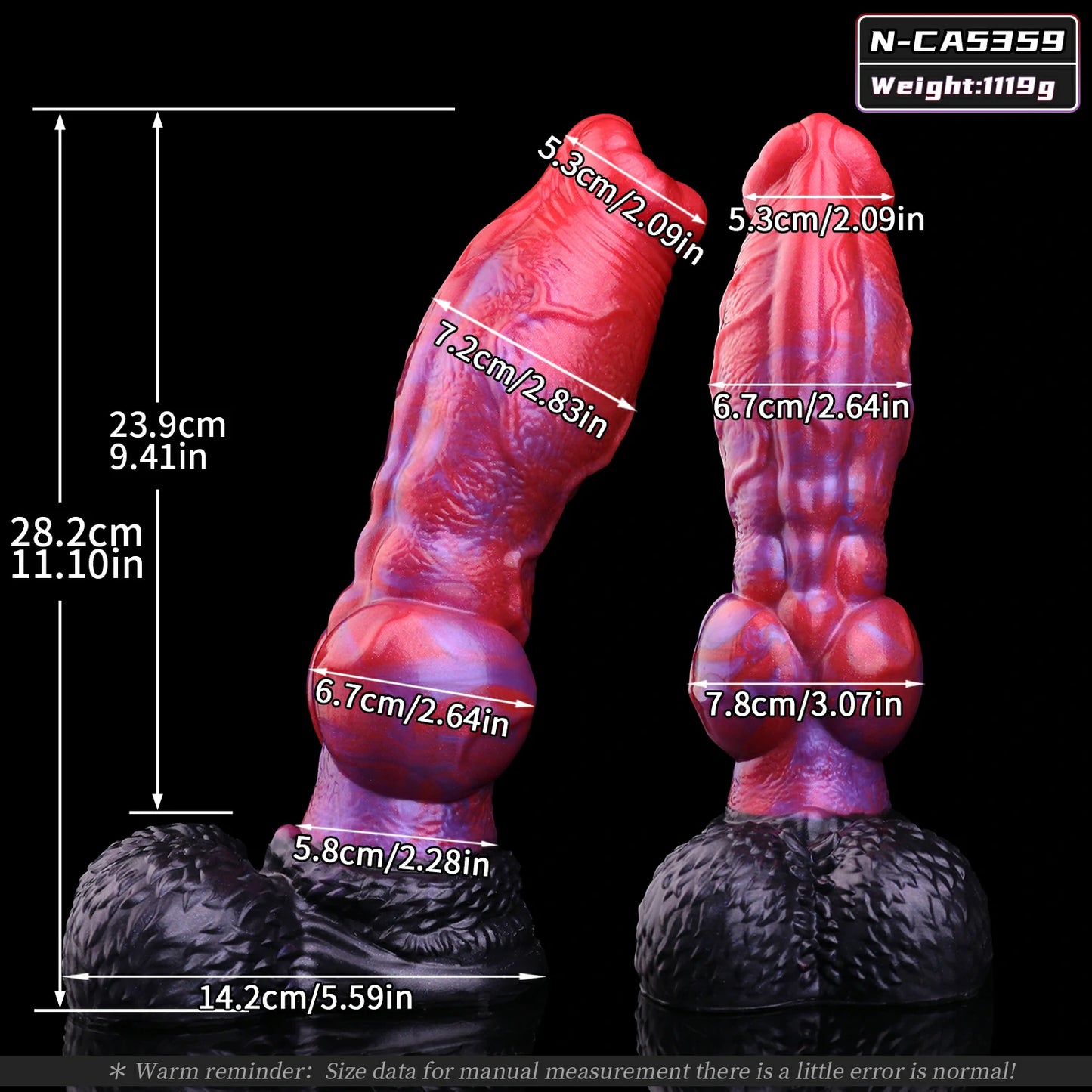 Crimson Abyss Canine Fantasy Knot Dildo with Testicles