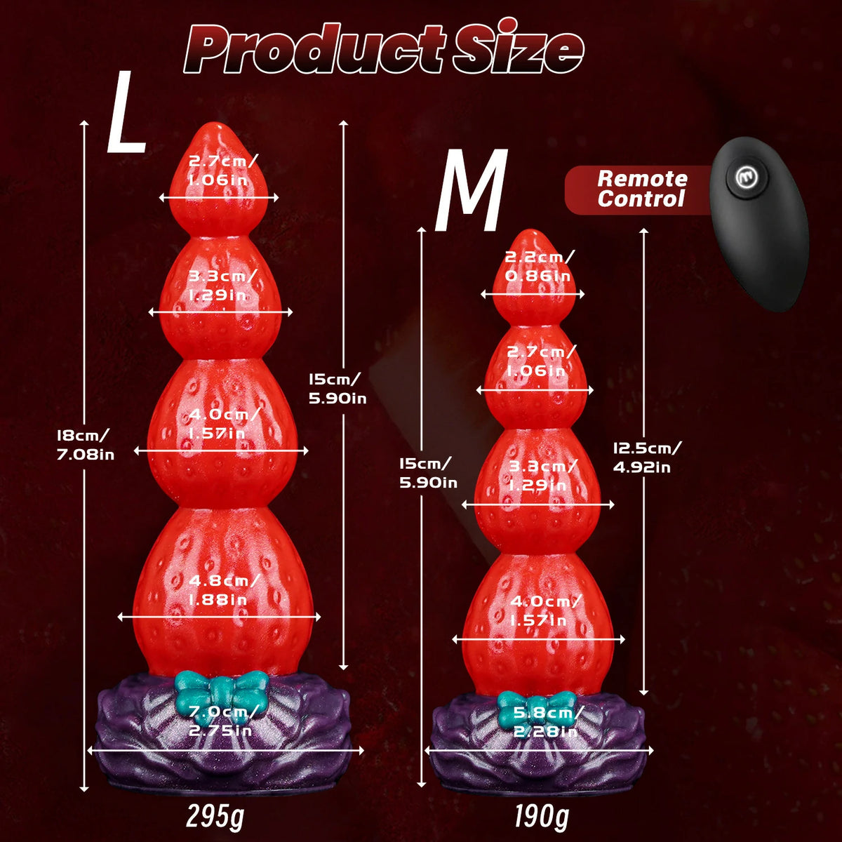 Sweet Strawberry Wireless Remote Vibrating Dildo
