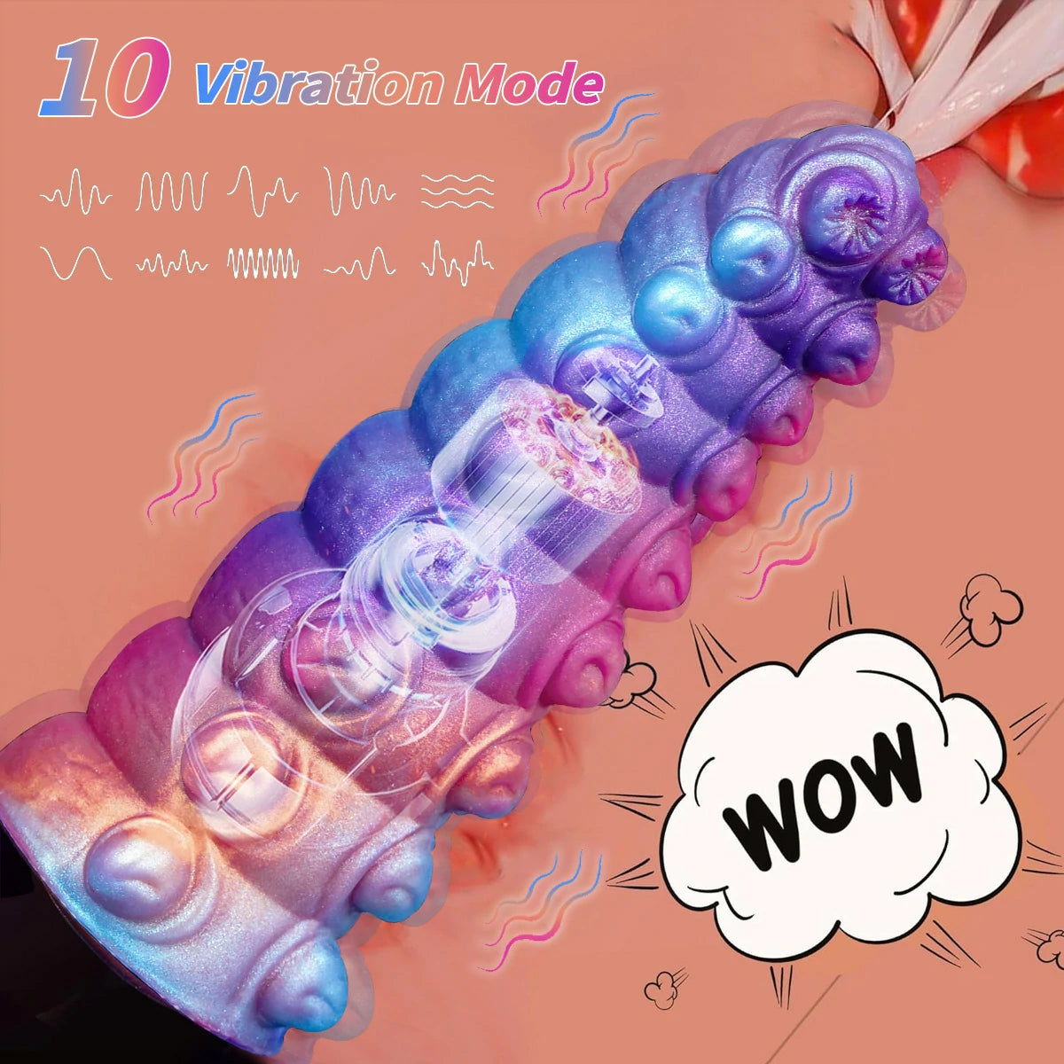 Caterpillar Dual-Use Textured Silicone Dildo & Anal Plug