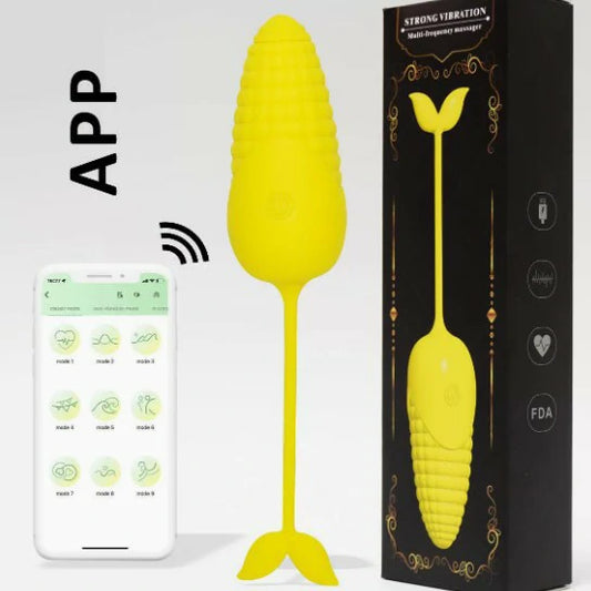 App-Controlled Corn-Shaped Anal Plug with G-Spot Vibrator