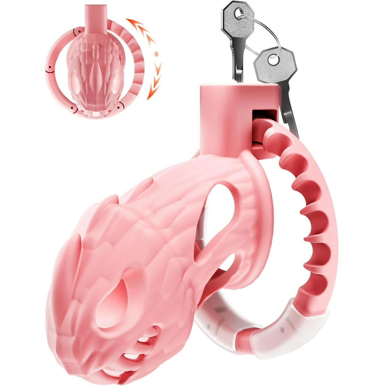 Fantasy Dragon Head Chastity Cage – Adjustable Ring Male Chastity Device