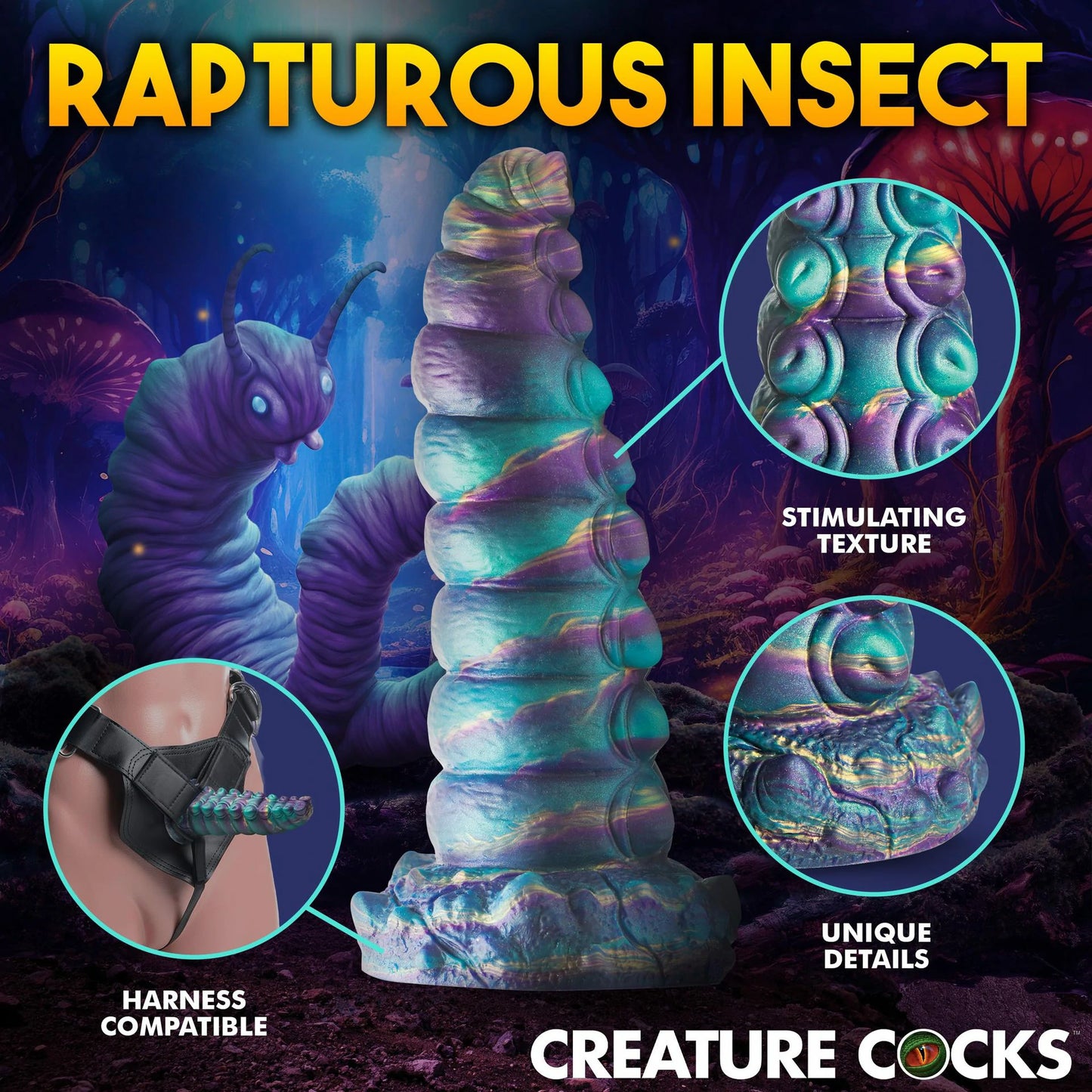 Caterpillar Dual-Use Textured Silicone Dildo & Anal Plug