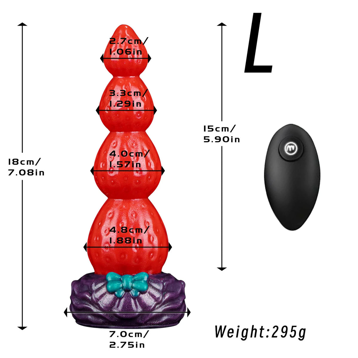 Sweet Strawberry Wireless Remote Vibrating Dildo