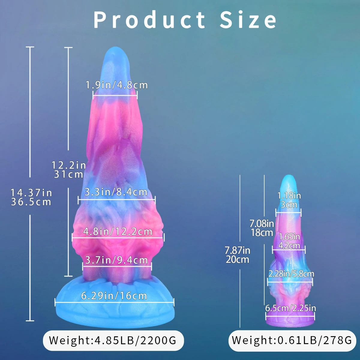 Multicolor Textured Ridge Silicone Dildo