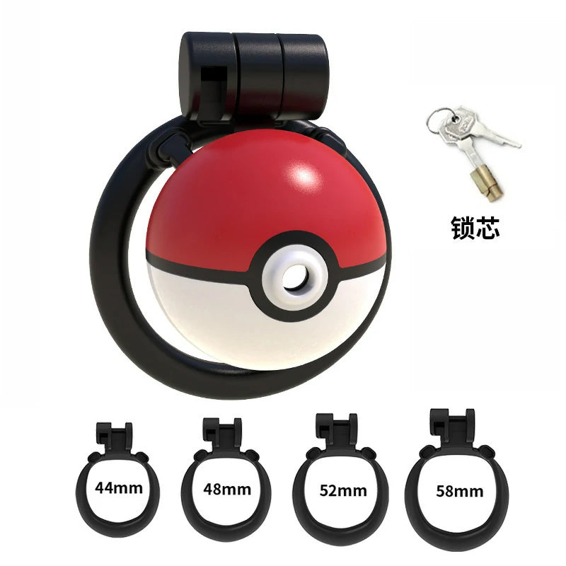 Pokemon Pokeball Style Resin Male Chastity Cage Set