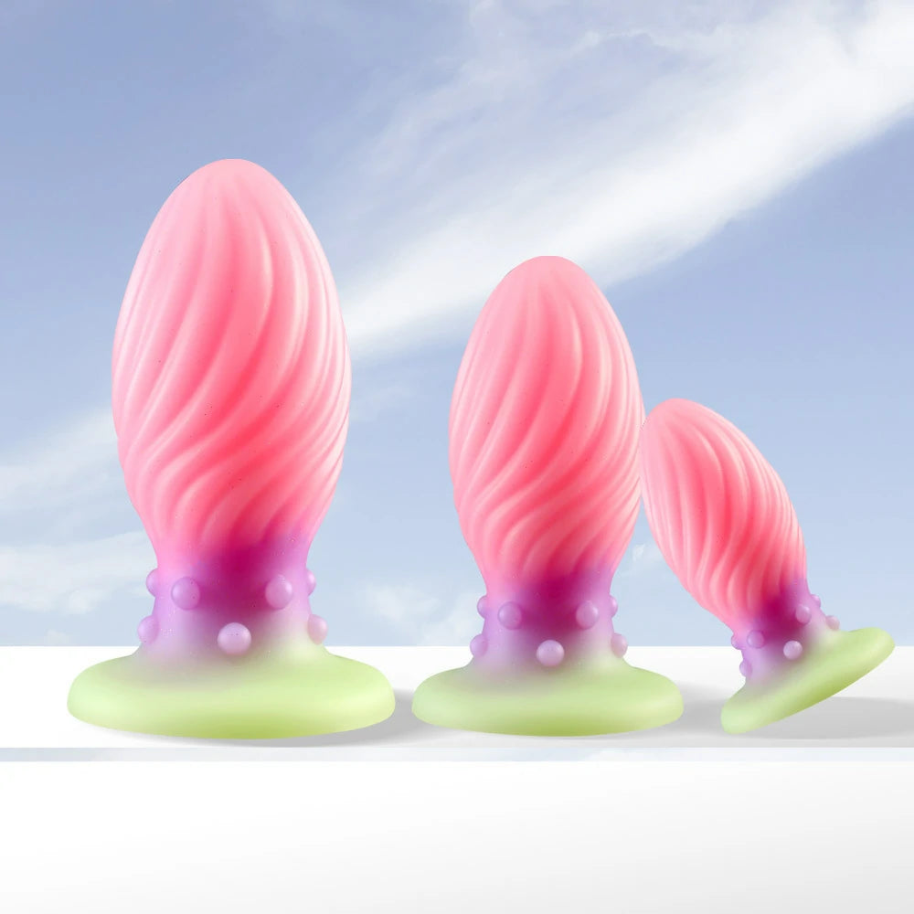 Spiral Ripple Teardrop Silicone Anal Plug
