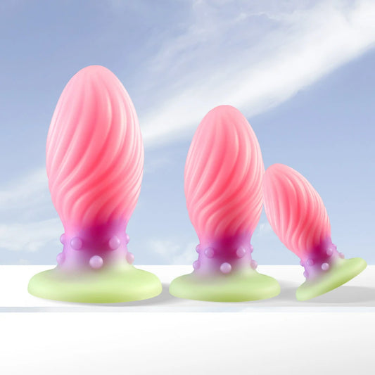 Spiral Ripple Teardrop Silicone Anal Plug