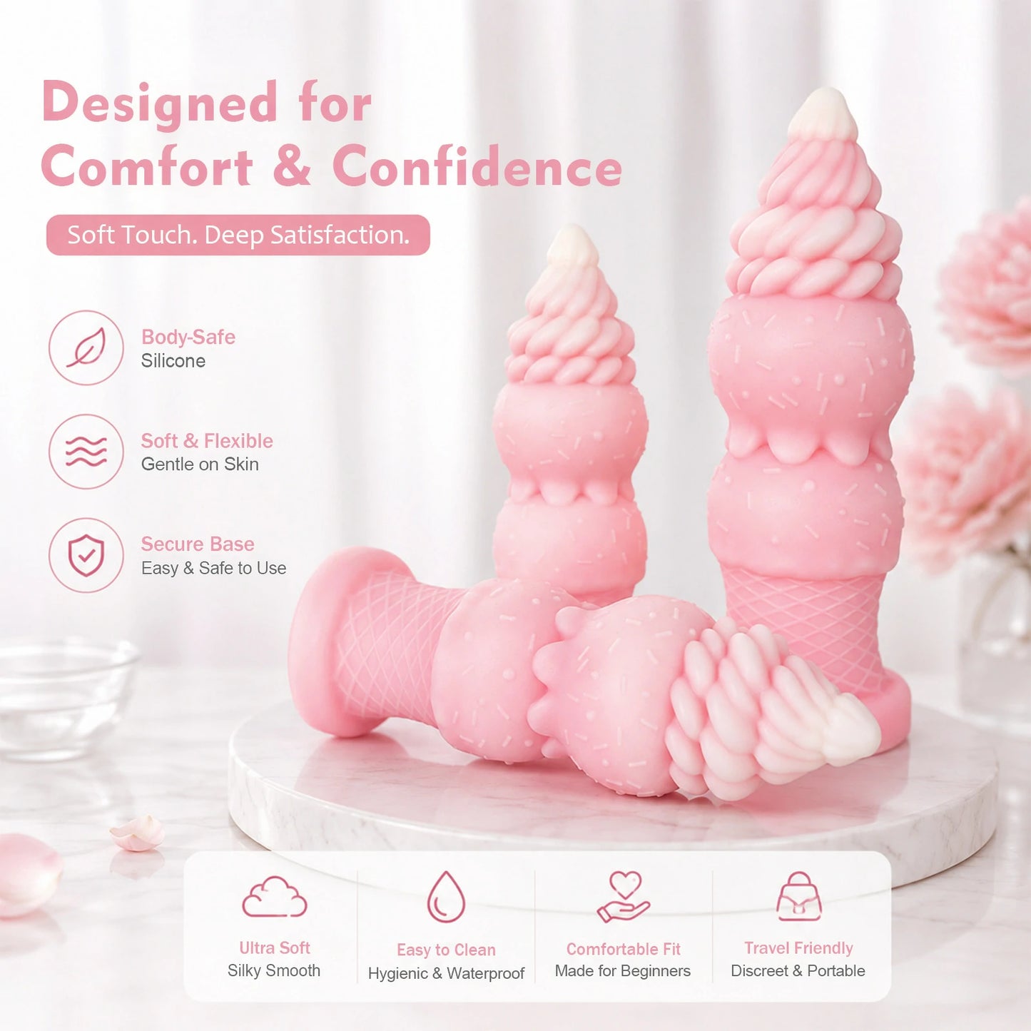 Ice Cream Swirl Liquid Silicone Anal Dildo