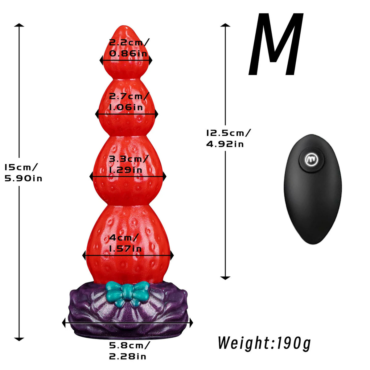 Sweet Strawberry Wireless Remote Vibrating Dildo