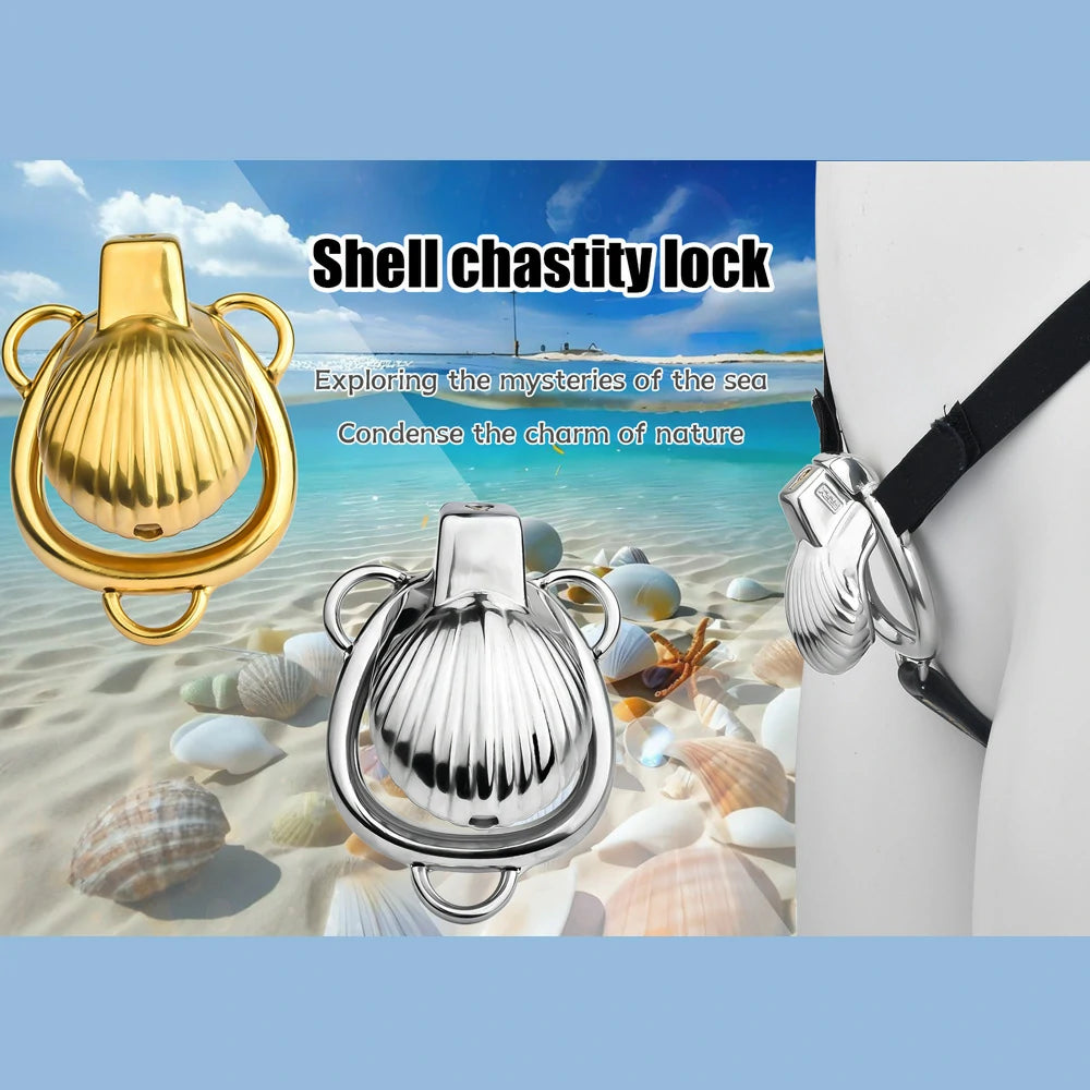 FRRK Metal Seashell Shape Chastity Lock (Optional Ring Sizes)