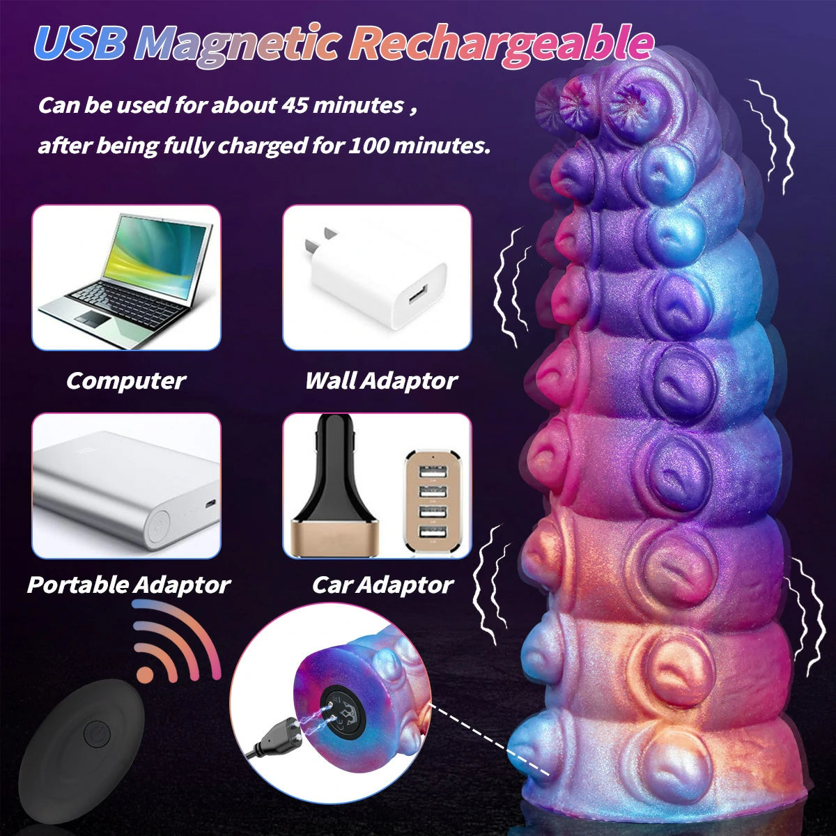 Caterpillar Dual-Use Textured Silicone Dildo & Anal Plug