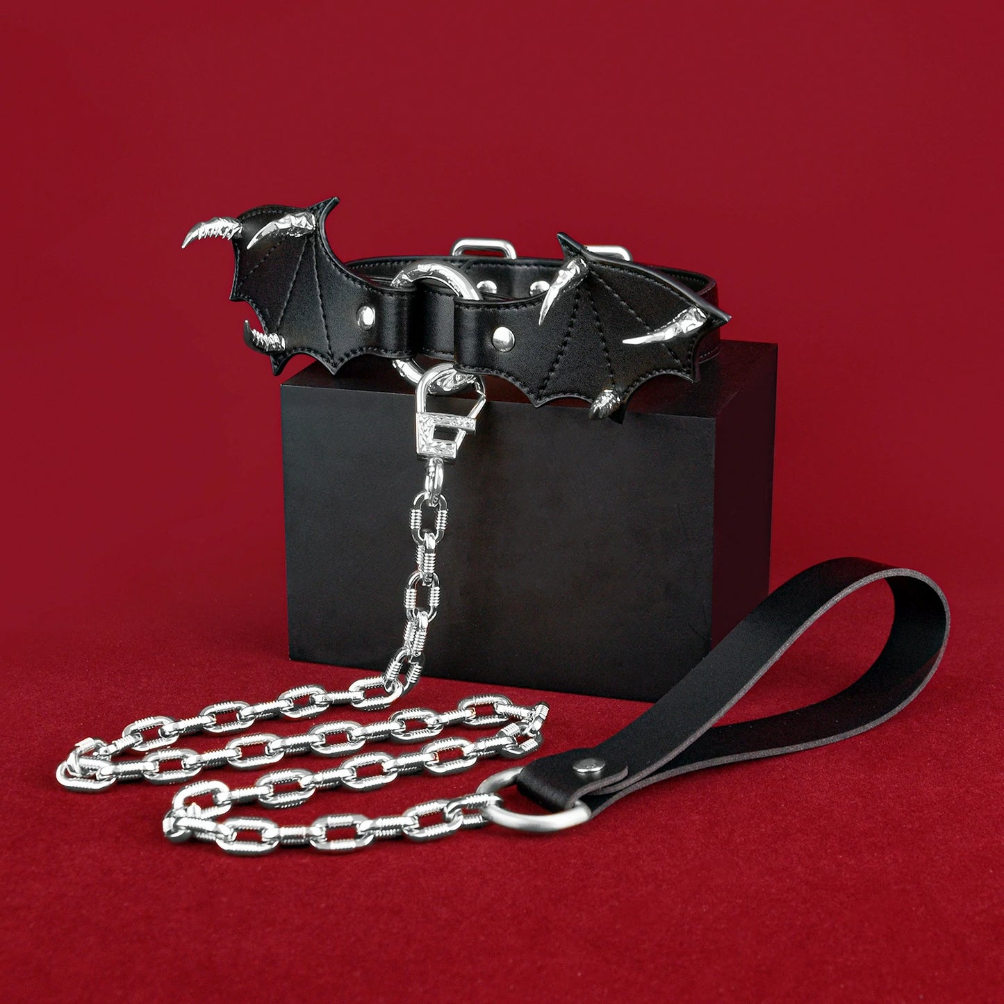 Gothic Bat Wing Leather Bondage Collar
