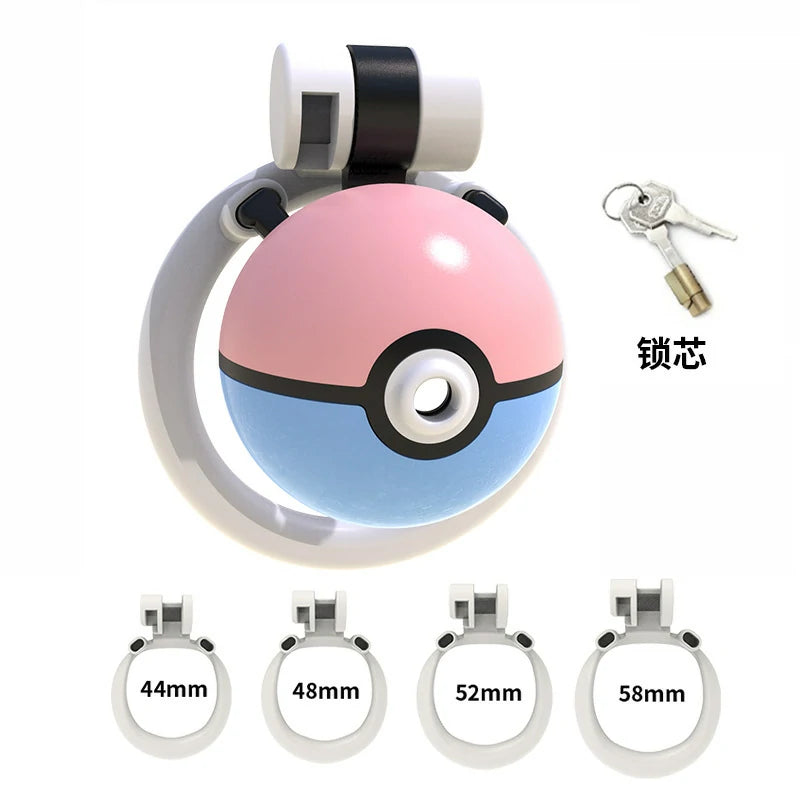 Pokemon Pokeball Style Resin Male Chastity Cage Set