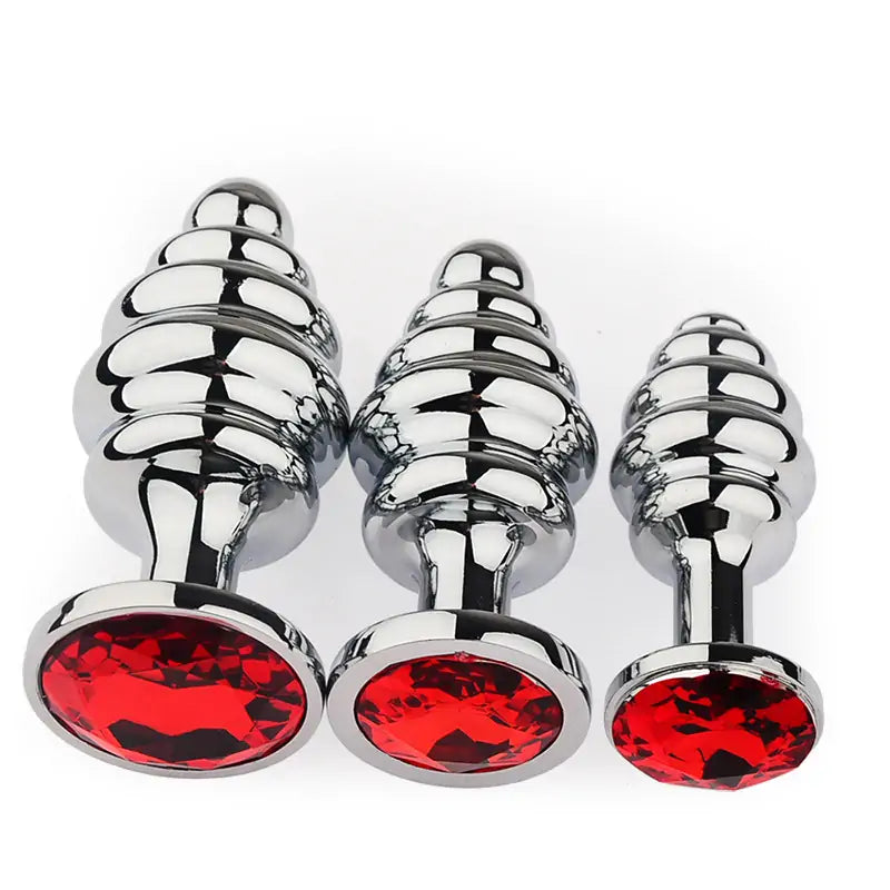 Diamond Spiral Metal Butt Plug 3 Size