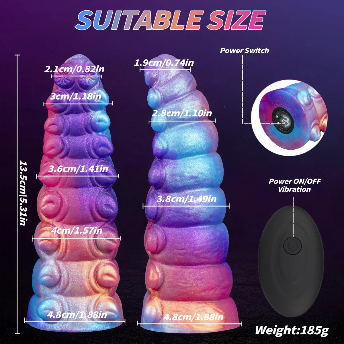 Caterpillar Dual-Use Textured Silicone Dildo & Anal Plug