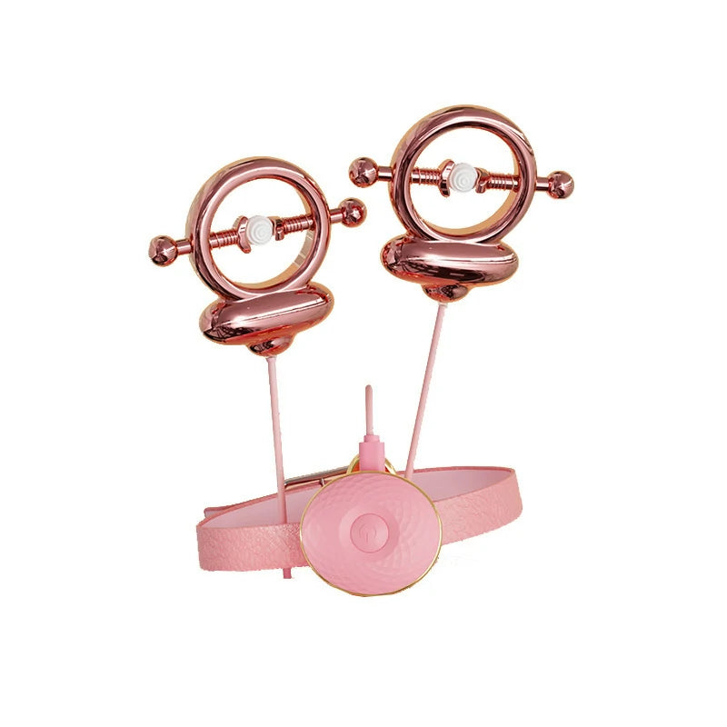 Vibrating Spring Nipple Clamps With Collar And Remote Control