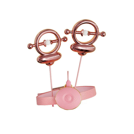 Vibrating Spring Nipple Clamps With Collar And Remote Control