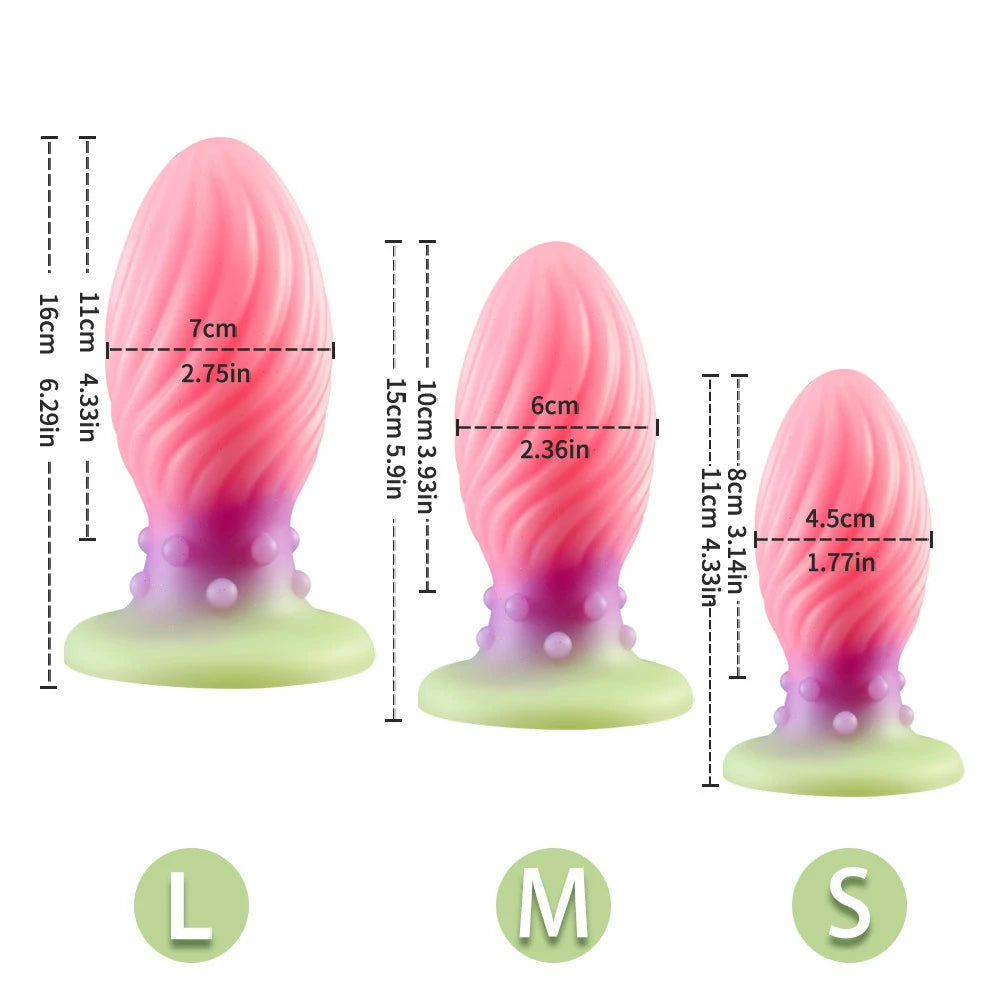 Spiral Ripple Teardrop Silicone Anal Plug