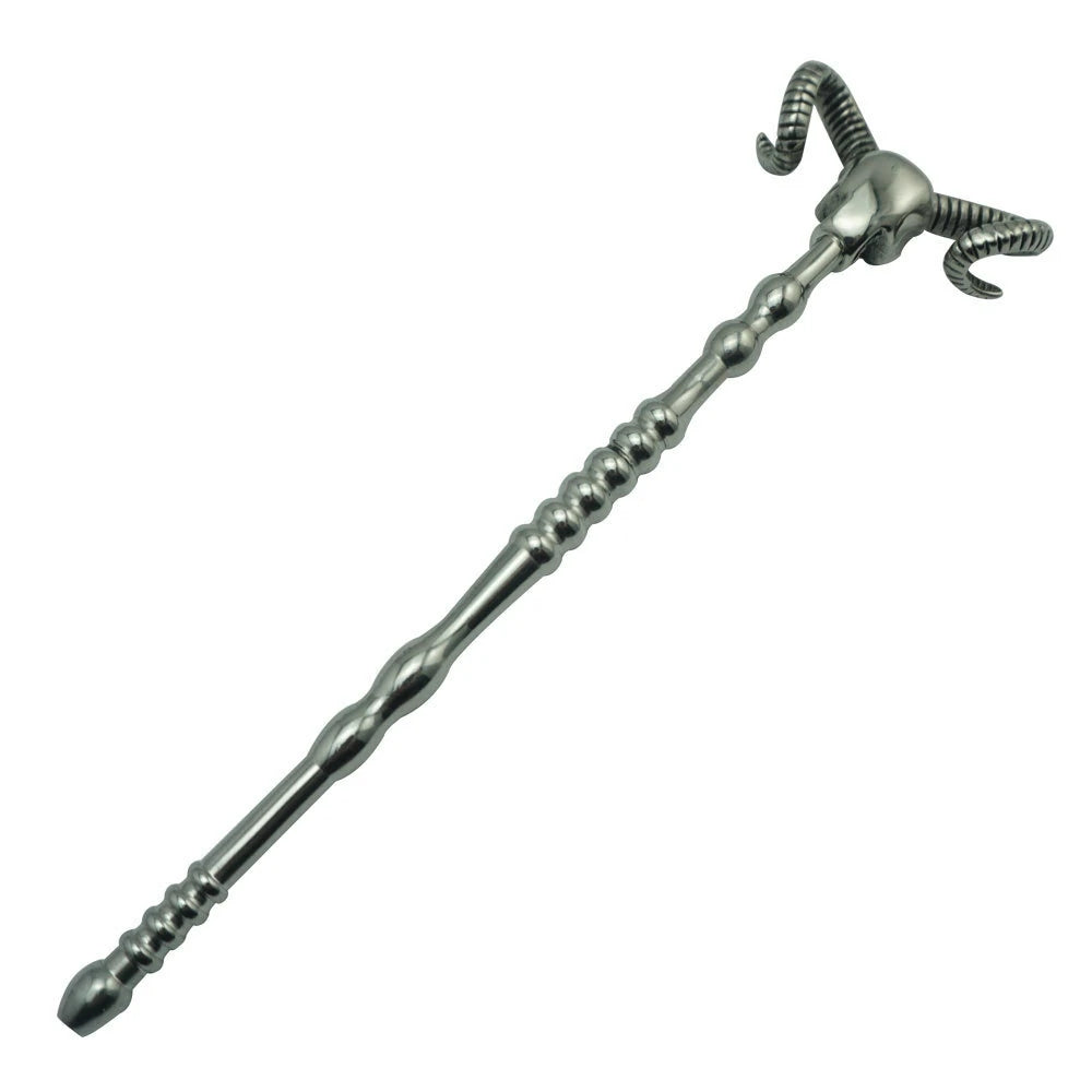 Stainless steel urethral sound with a bull-head demon design