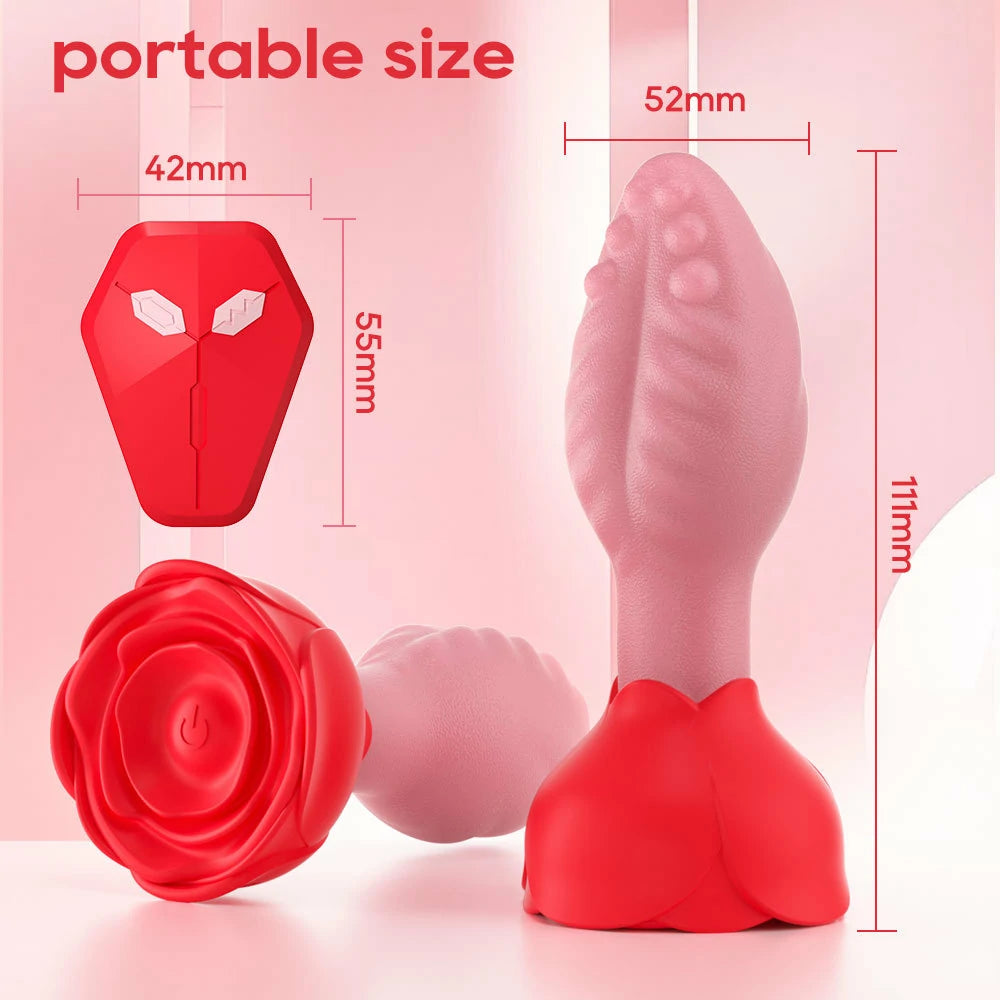 Rose Spin - 360° Rotating App-Controlled Vibrating Butt Plug