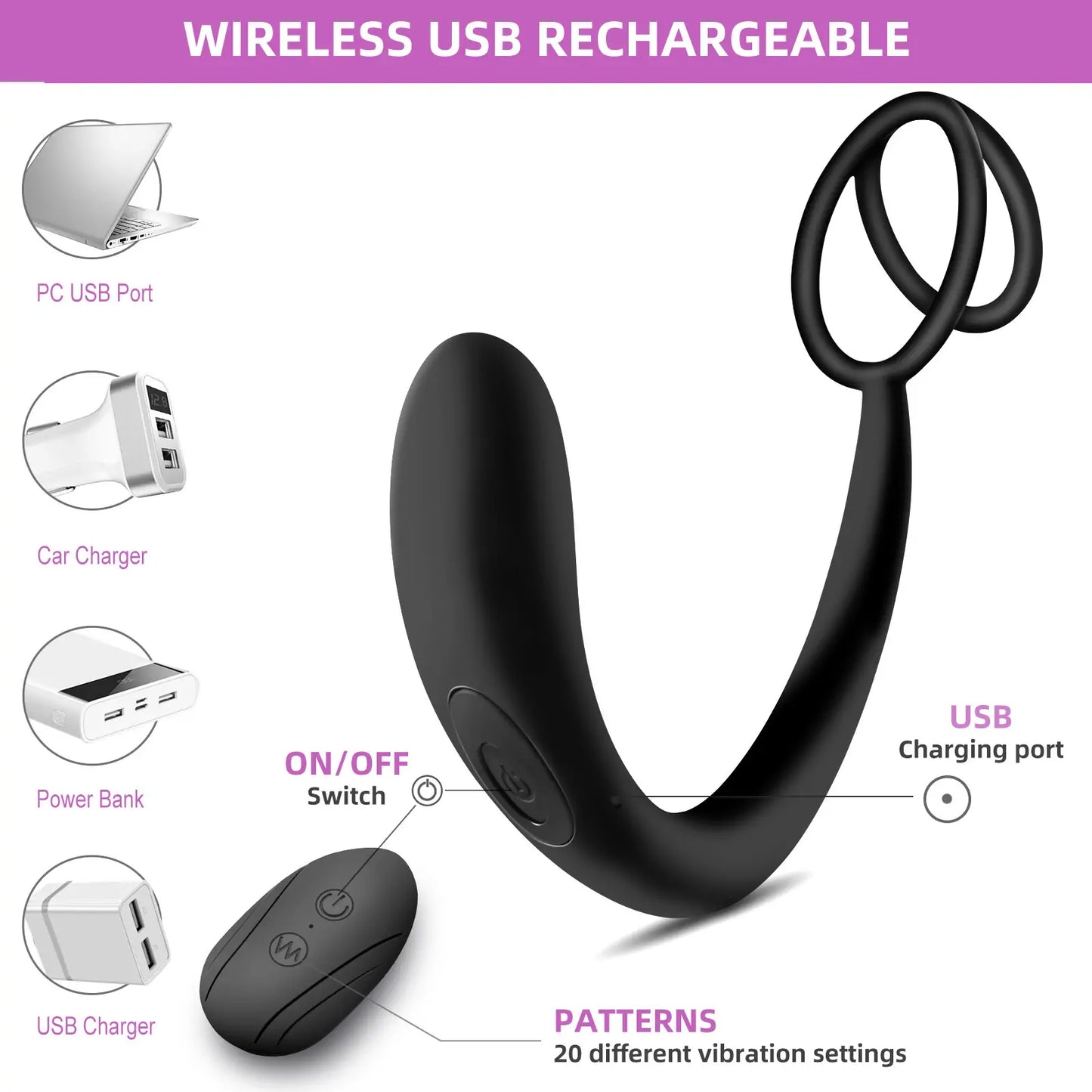 Small Vibrating Prostate Massager with Cock Rings
