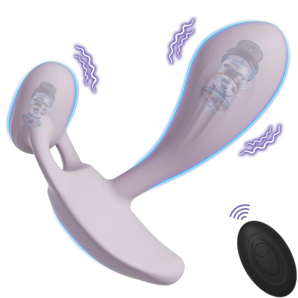 Remote-controlled wearable vibrating egg-style dildo