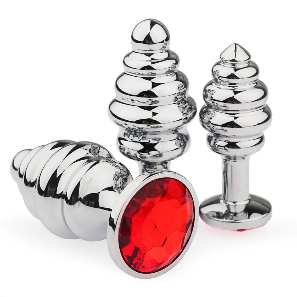 Diamond Spiral Metal Butt Plug 3 Size