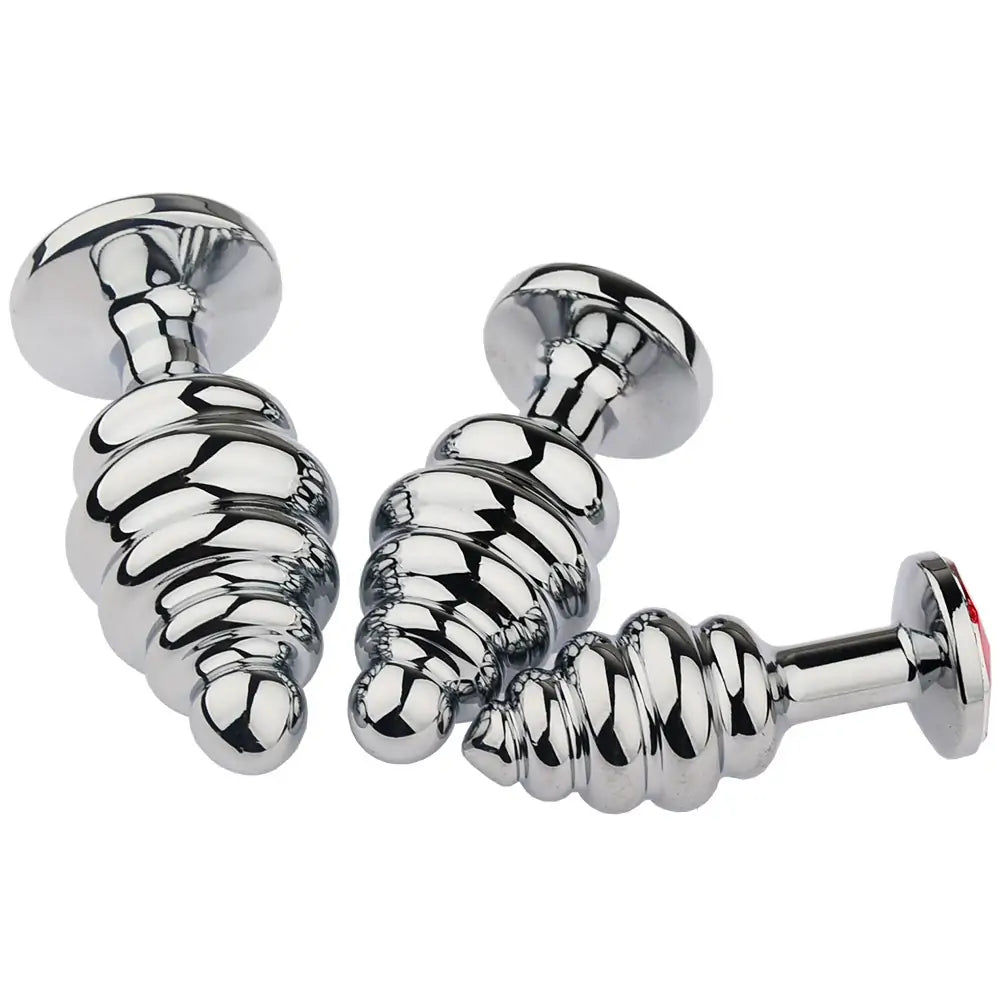 Diamond Spiral Metal Butt Plug 3 Size